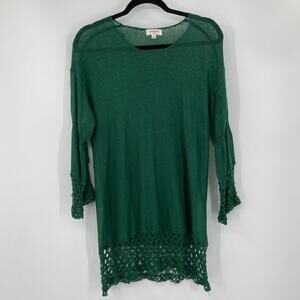 Umgee Kelly Green Knit Crochet Tunic Top Women’s Medium